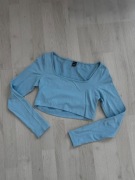 Niebieska bluzka z długim rękawem prążki Shein M 38