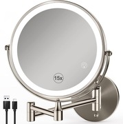 LUSTERKO POWIĘKSZAJĄCE DO MAKIJAŻU GOLENIA LED PODŚWIETLANE REGULOWANE 15X