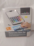 Farby Akwarele 48 Farb Gąbka Pędzel  Crelando