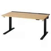 MITTZON Biurko z elektryczną regulacją wysokości, dąb/czarny 140x80cm. NOWE