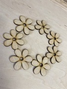 Zestaw kwiatki drewniane