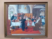 STARY DUŻY   OBRAZ OLEJNY NA PŁÓTNIE sygnowany 