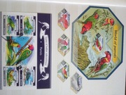 Kolekcja znaczków kasowanych Fauna Ptaki Papugi różne gatunki w albumie.