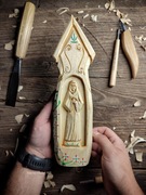 Kapliczka drewniana  Maryja rzeźba drewno prezent  sztuka ludowa  handmade 