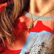 Pozłacany 18K naszyjnik z grzybkiem zawieszka grzybek