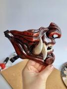 Maska Oni Samurai czerwono czarna demon Japan cosplay