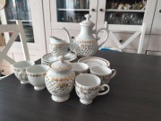 Biały ażurowy zestaw kawowy dprk