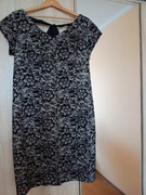 Wizytowa sukienka w kwiaty w kolorze czarno-beżowym Midori Feminine Fashion