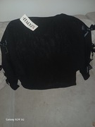 Sweter z dziurkami czarny kokardki uniwersalny