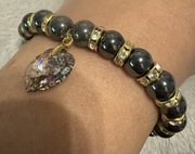 Bransoletka Hematyt plus Swarovski Heart 14mm