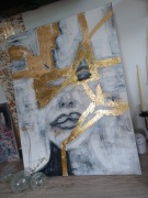 Obraz nowoczesny ręcznie malowany złocony