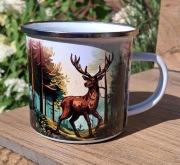 Kubek emaliowany Jeleń Las Natura Biwak Wędrówki Camping Turystyka Prezent