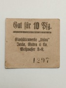 Niemcy Notgeld/Bon 10 Pfennig 1920r. Huta Szkła Union-Weißwasser/Biała Woda
