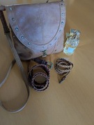 torebka listonoszka ćwieki boho vintage skórzana pasek pleciony saszetka 