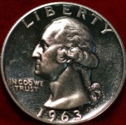 25 centów-  SREBRO -Washington 1963 - Quarter Dollar -menniczy -lustrzanka
