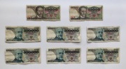 Zestaw banknotów PRL 6x 500 000 zł Sienkiewicz + 2x 10 000 zł Wyspiański