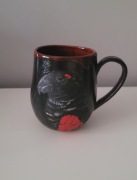 NG kubek czarny papuga dracula sępica mroczny goth gothic burgundy unikat 