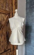 Zara satynowa bluzka halter ecru open back boho old money 