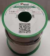 Spoiwo lutownicze cyna bezołowiowa Cynel Sn99,3Cu0,7 1.1.3.B 2mm 500g 0,5kg