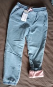 Nowe ocieplane spodnie jeansowe joggery 128 Sinsay 