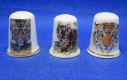 Naparstki Kolekcjonerskie Porcelanowe Zestaw 3 Sztuki Tygrysy 