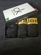 3x Bokserki czarne ze złotą gumą M CK 