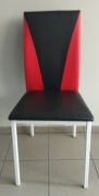 Krzesło tapicerowane czarno czerwone z oparciem używane. 
