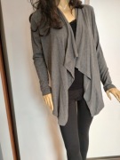 Szary kardigan House M narzutka waterfall długi rękaw casual