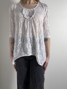 Zwiewna bluzka boho, luźna bluzka z rękawem 3/4, wygodna rozm. L/XL