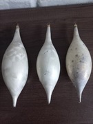 3 stare bombki sople szklane PRL vintage retro