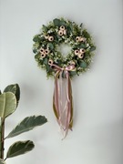 Wieniec duży XL na drzwi wianek na ścianę kwiaty wstążki Wielkanoc boho