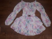 Kombinezon Vasari Rodos  złoty pasek  pastelowy kwiaty pudrowy róż, uni