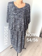 Nowa Sukienka 54 56 XL Plus Size Wiskoza Boho Wzory Wesele Komunia Lato 