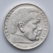 Niemcy, 5 Reichsmark 1935 E – Paul von Hindenburg – srebro