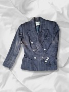 Marynarka lata 80 80s taliowana dwurzędowa prążek paski