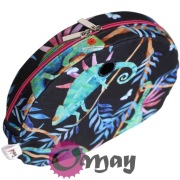 Czarny organizer do Obag MOON LIGHT kameleony liście róż 2 kieszenie OMAY