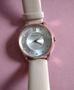 Elegancki damski zegarek różowe złoto, skórzany pasek, kryształki