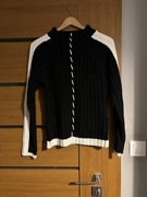 czarno-biały wełniano-moherowy sweter rsvp vintage