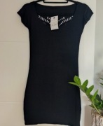 Mała czarna sukienka tunika G&T Original London Laser motyl na plecach XS/S