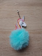 Brelok pompon futerko jednorożec kucyk miętowy 