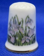 Naparstek Kolekcjonerski Porcelanowy Przebiśniegi Kwiaty