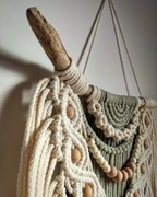 Makrama na ścianę, dekoracja ścienna beżowa