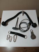 Wyciąg Linowy Domowa Siłownia 136kg + Sznur Triceps ZESTAW