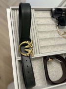 Pasek damski Pinko skórzany, złota klamra z ptakami, stan jak nowy