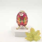 Jajko jajo faberge pojemniki szkatułka czerwone styl motyle