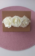Opaska z różyczkami na chrzest, urodziny, wesela 
