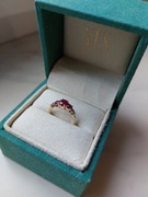 Pierścionek złoty 14K z diamentami i rubinami