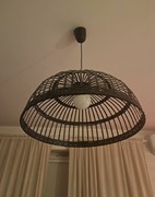 IKEA czarny rattanowy klosz w stylu boho + Hemma kabel / oprawka