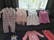 Zestaw ubran dla dziewczynki r.74/80 sukienki body spodnie