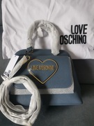 Love Moschino torebka damska niebiesko-szara  serce logo premium
